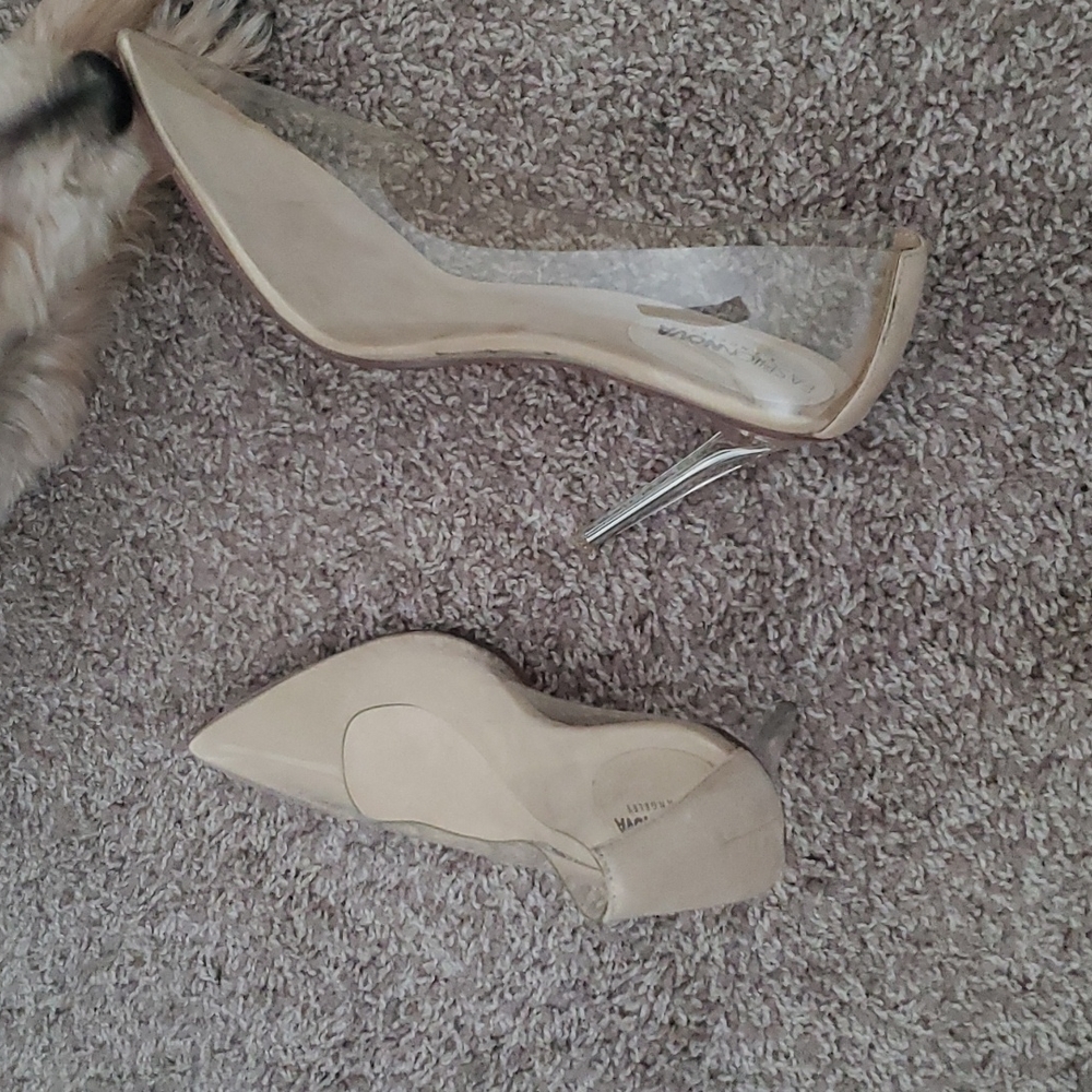 Cream/Clear 4 Inch Heels Size 10